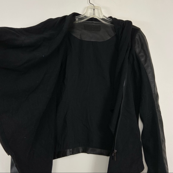 Blank NYC faux leather and cotton a symmetrical geometric cross zip jacket. sm - Picture 10 of 10